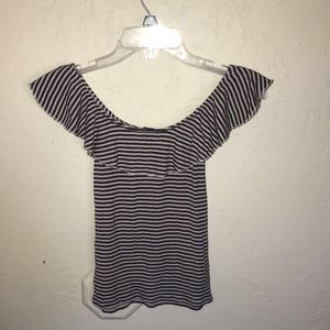 off the shoulder striped shirt